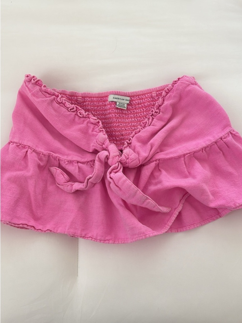 American Eagle Outfitters Pink Tie-Front Crop Top